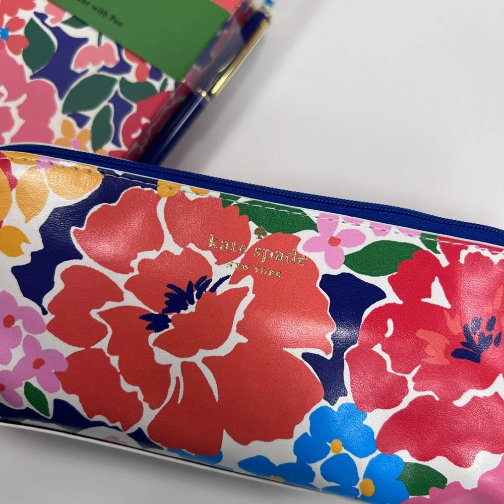 Kate Spade Colorful Floral Pouch and Notebook. 2 Piece Set NWT